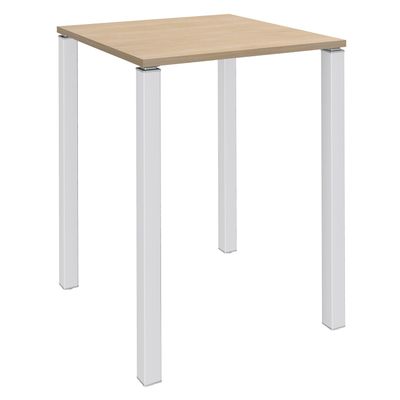 Table Lounge 4 pieds - L80xH105xP80 cm - Pied blanc - plateau imitation chêne clair