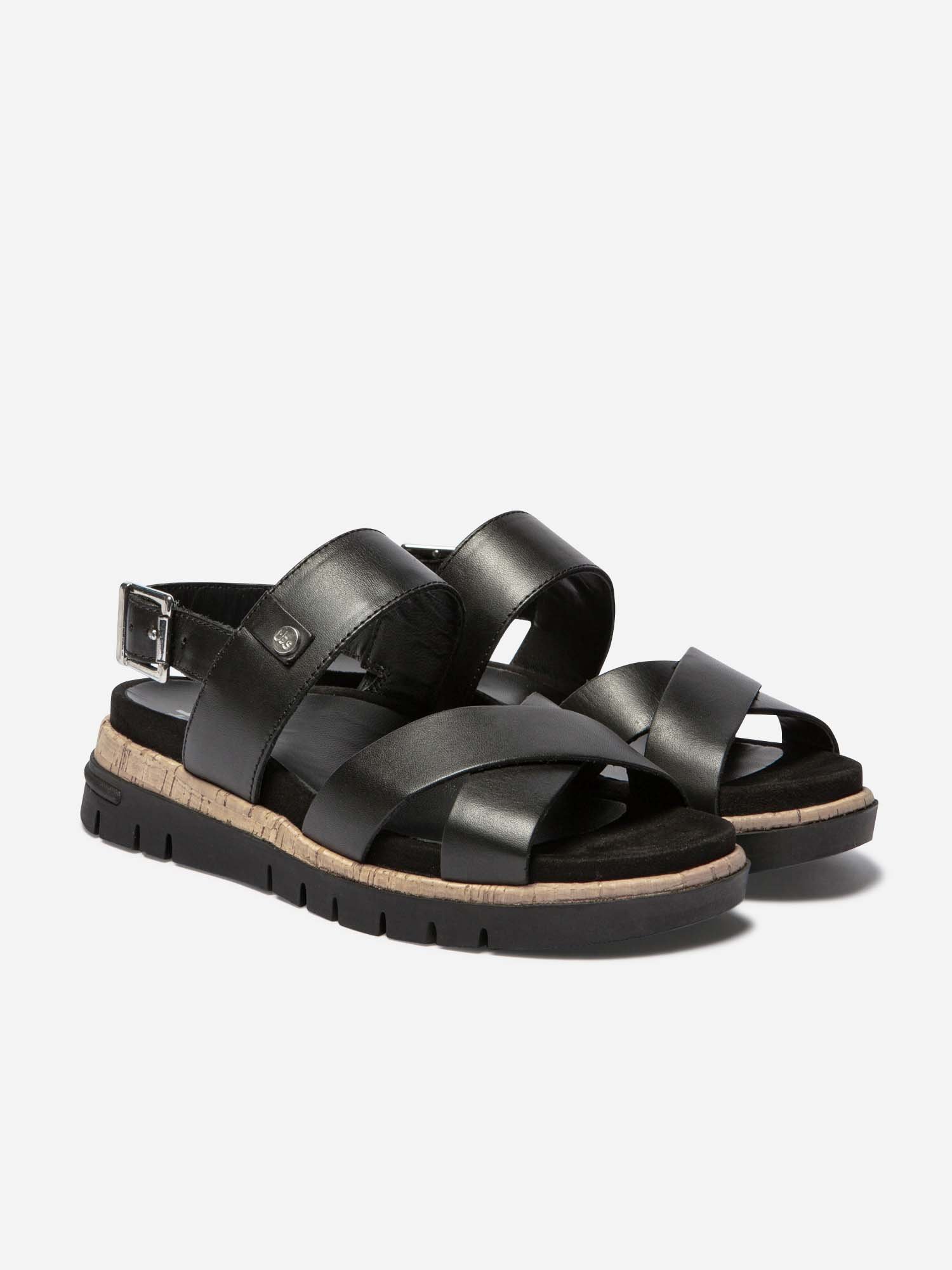 Sandales Femme Semelle Mi-Haute Cuir Noir
