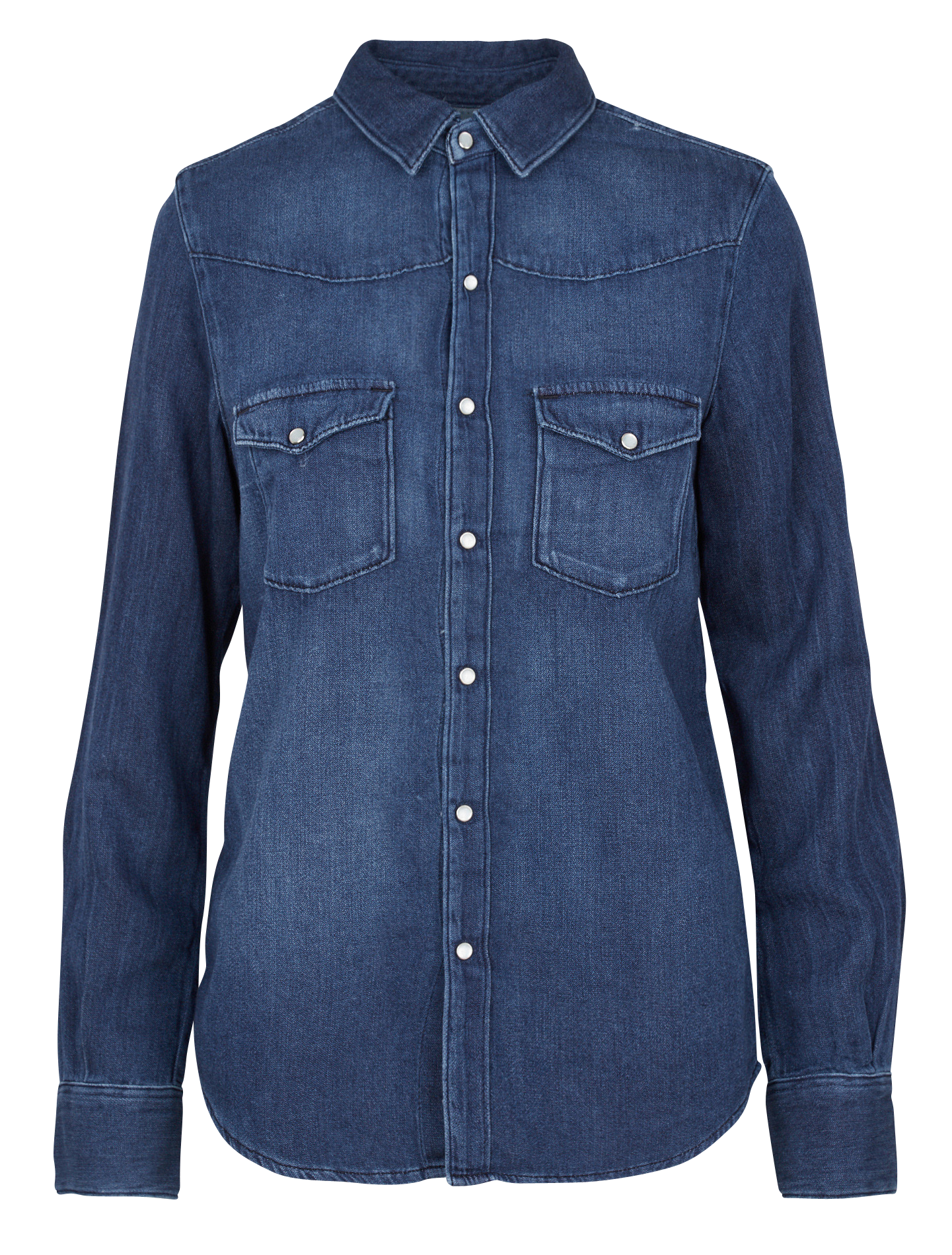 ANJA - Chemise col classique à poches en jean | Bleu