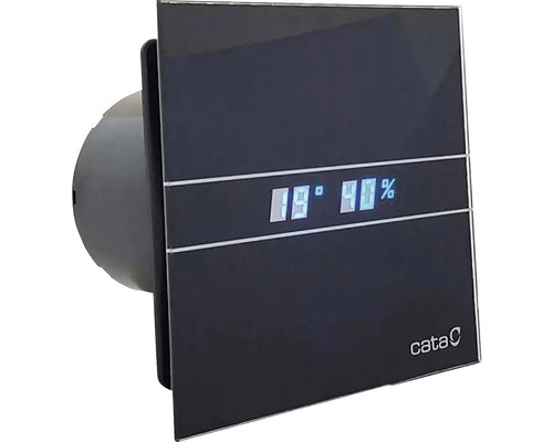 CATA E100 GBTH Ø 100 as-inbouwventilator met temperatuur- en vochtigheidsweergave, zwart