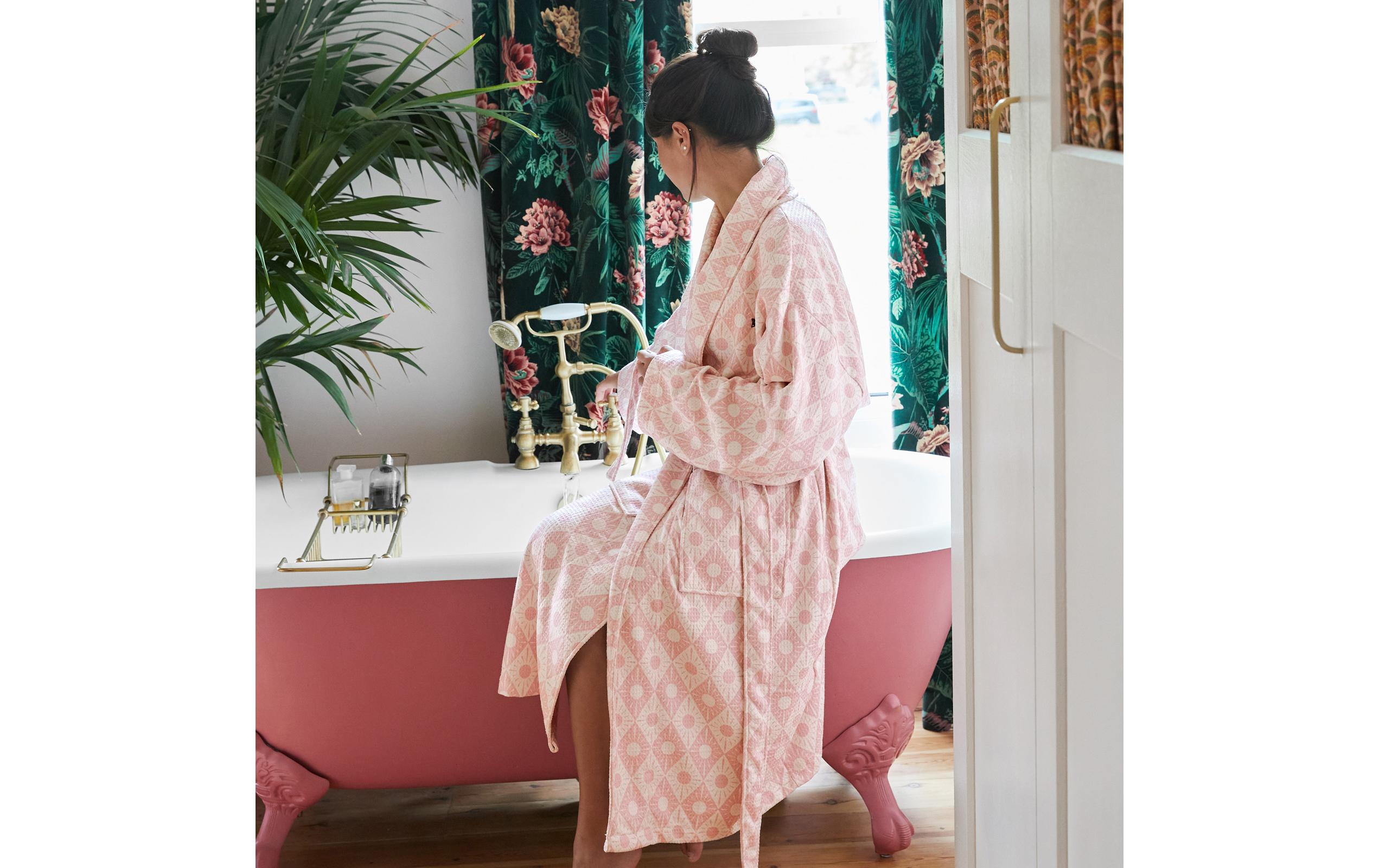 Bademantel Waffle Diamond PinkSchnell trocknender Bademantel