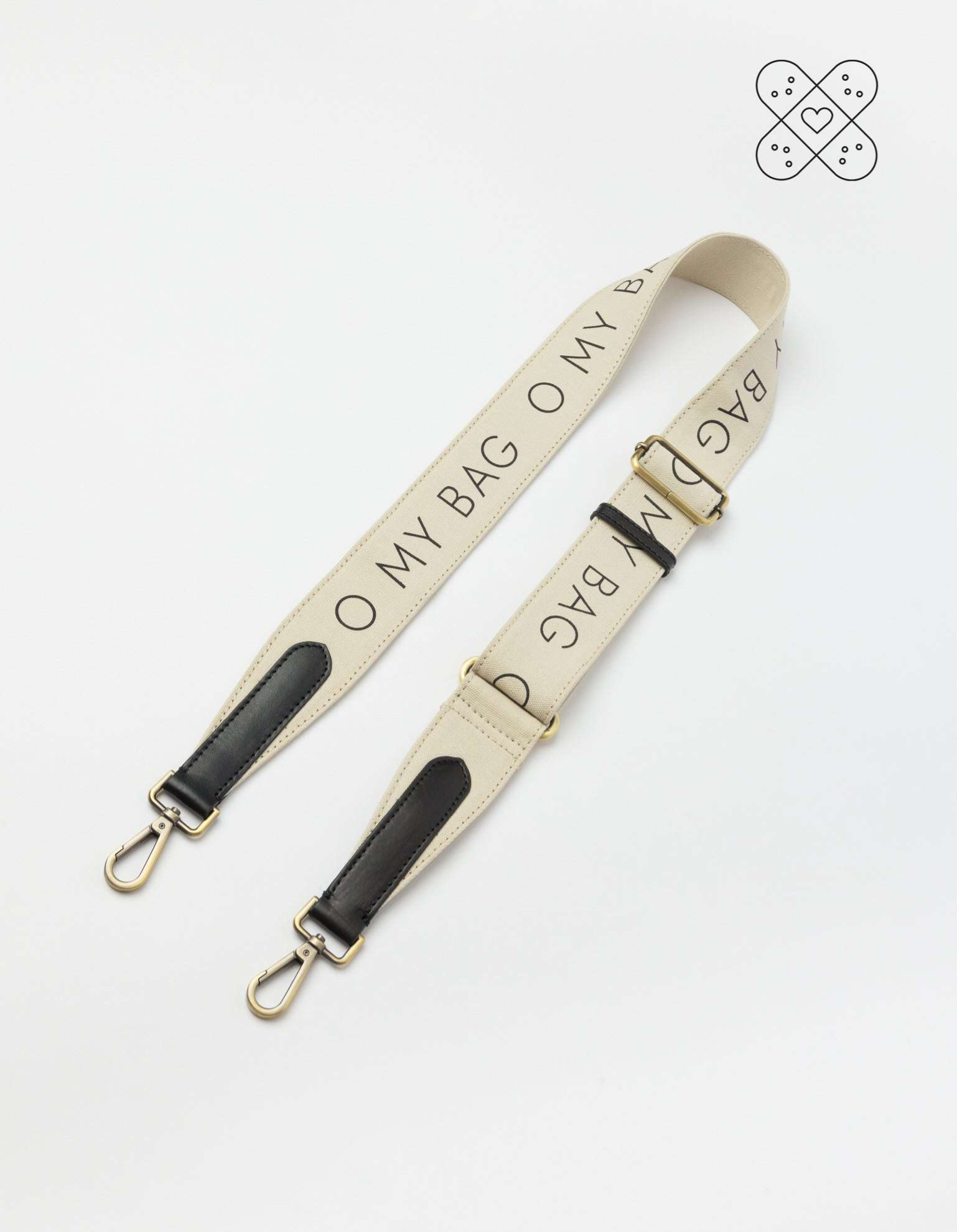 Perfectly Imperfect Canvas Logo Strap - White & Black Classic Leather