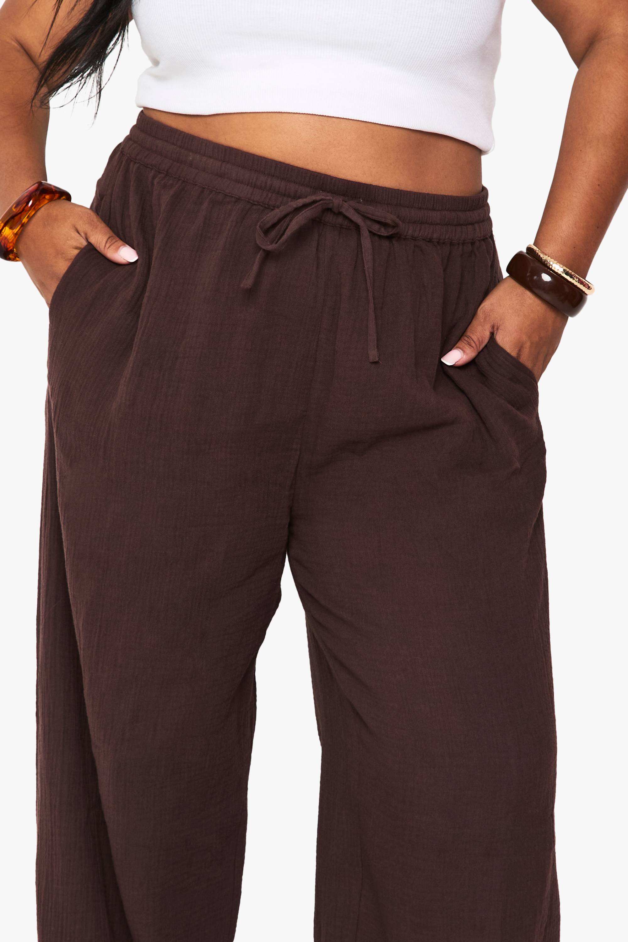 boohoo Pantalon Large Texturé Froissé Grande Taille