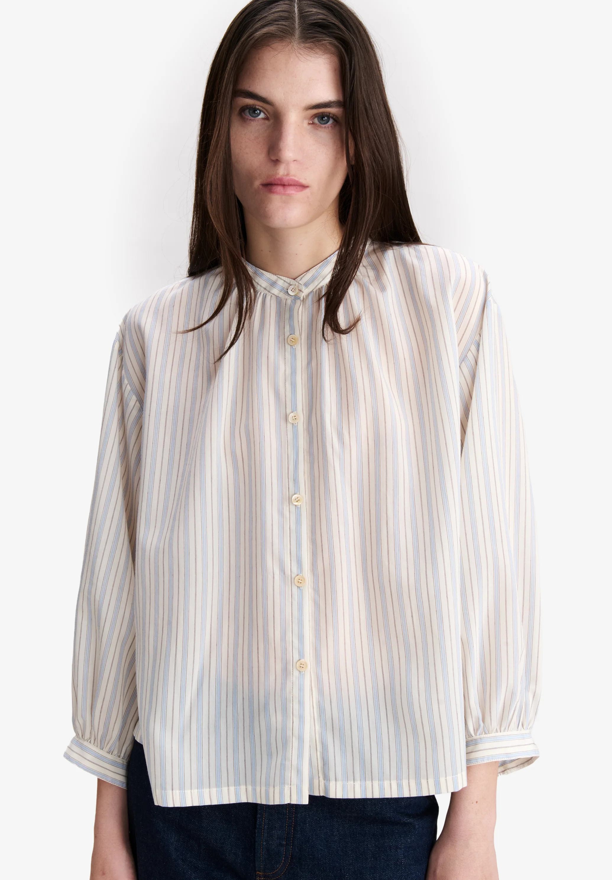 Blouse col officier écrue - Ecru