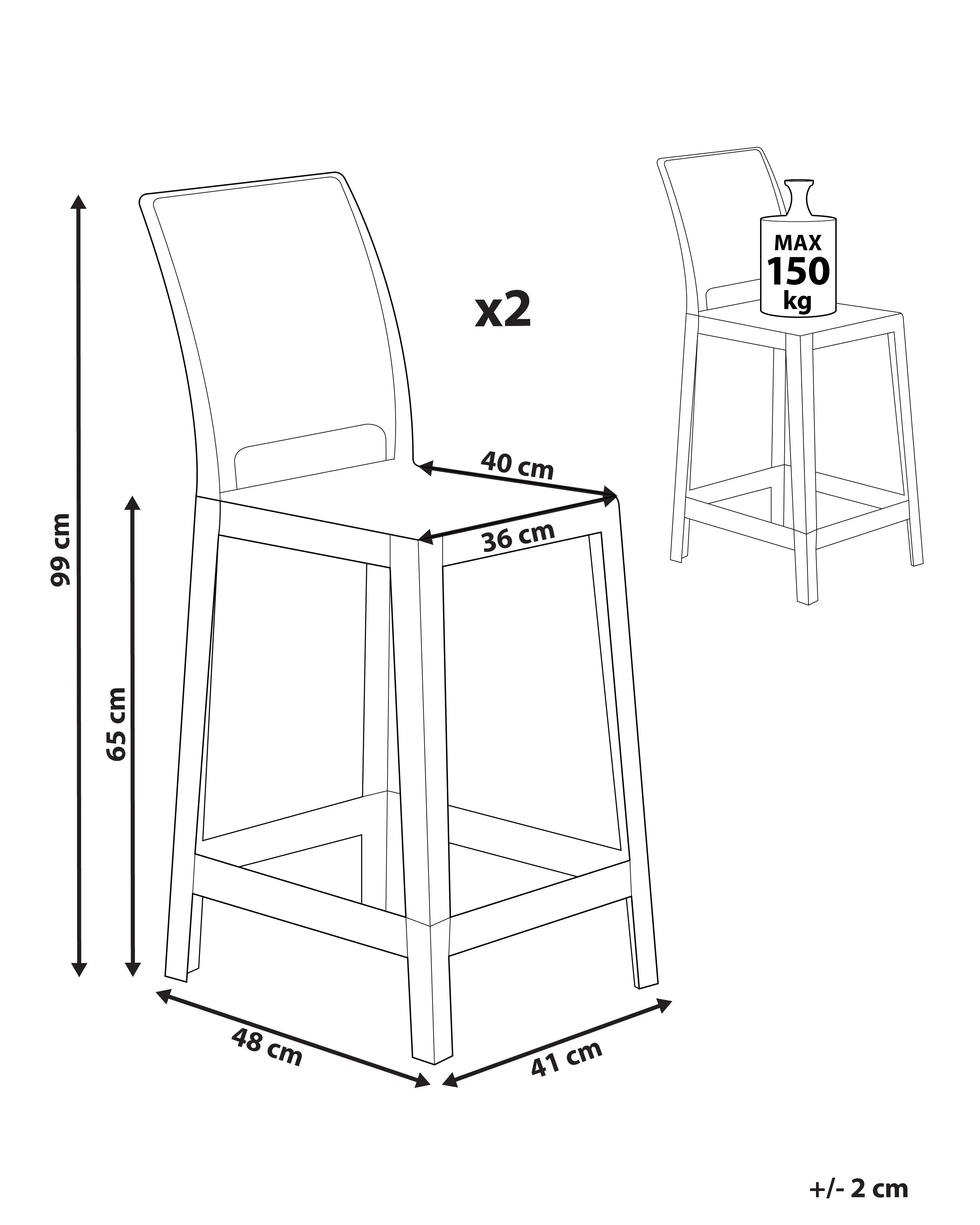 Set van 2 barstoelen WELLINGTON Transparant