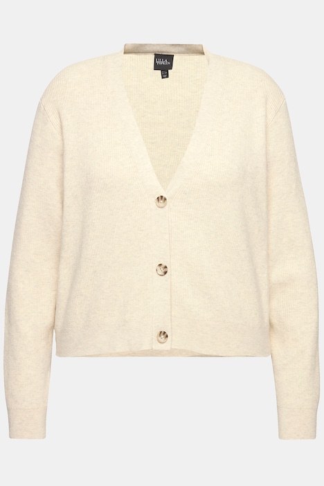 Strickjacke, Knopfleiste, V-Ausschnitt, Langarm