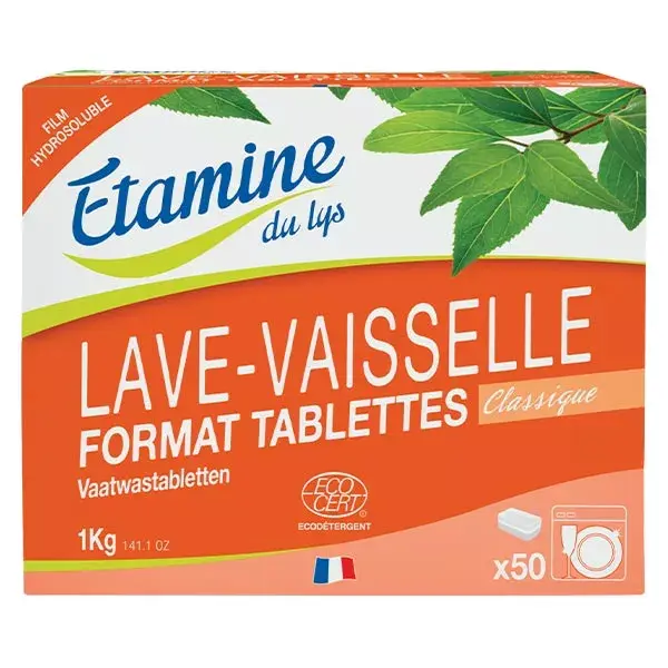 Étamine du Lys Pastilhas para Máquina de Lavar Louça Classic Organic 50 unidades