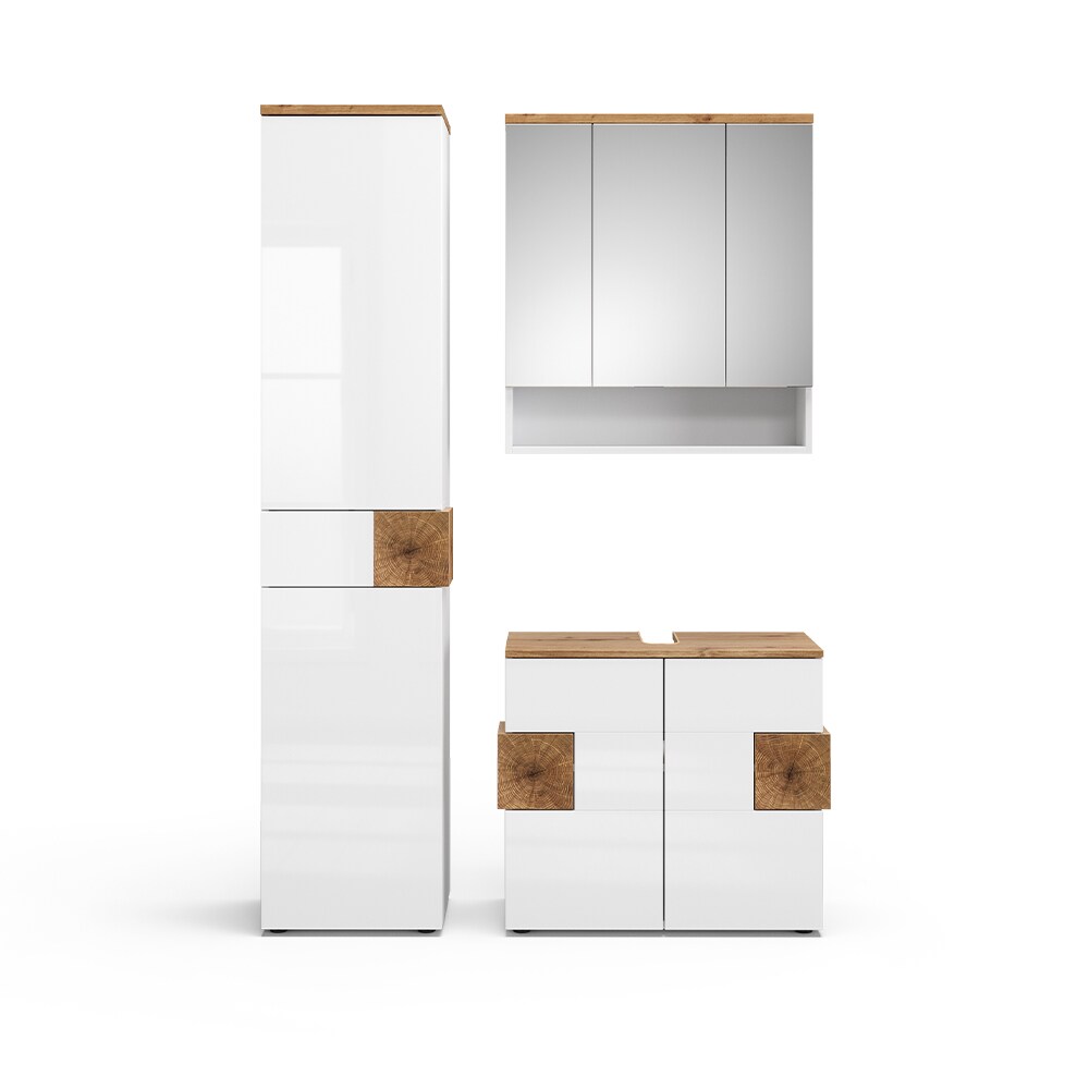 Vicco Badmöbel-Set Badezimmer-Möbel Bad-Schrank Eden Weiß Artisan modern Badezimmerschrank Waschbeckenunterschrank Spiegelschrank Hochschrank Schranktür Schrankfach