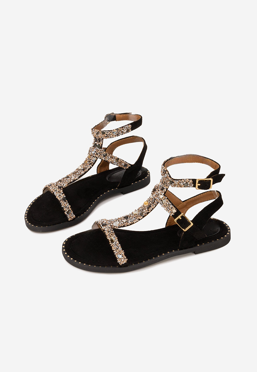Sandales femme sans talon noires Medinia
