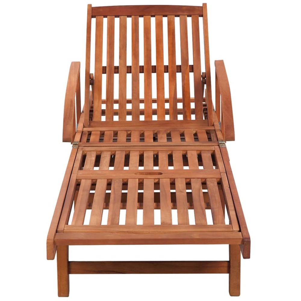 Transat chaise longue bain de soleil lit de jardin terrasse meuble d'extérieur avec coussin bois d'acacia solide
