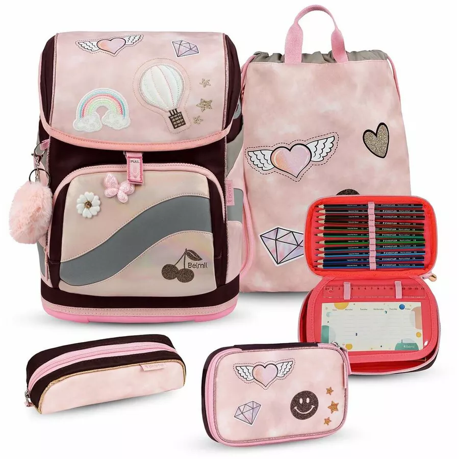 Belmil Schulranzen Premium Smarty Plus Set 5-teilig Glam