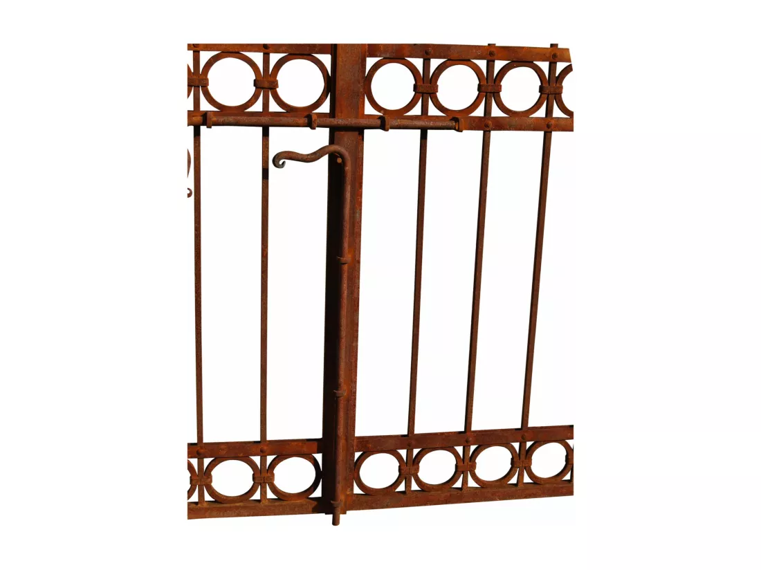 BISCOTTINI Portail - Fer Forgé Finition Antique - Clôture en Fer - Portail en Métal - Porte Décorative - Portail d'Entrée - 350x10x288cm - Une Pièce