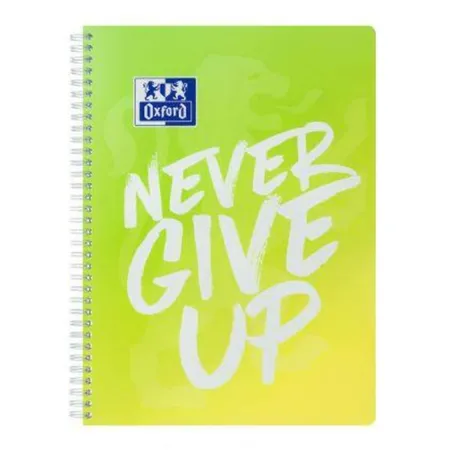 Oxford Collegeblock Never Give Up, A4 limitiert, LIneatur 28, sortiert, Optik Paper®