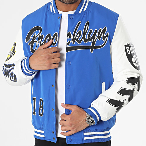 Veste Teddy Bleu Roi Blanc