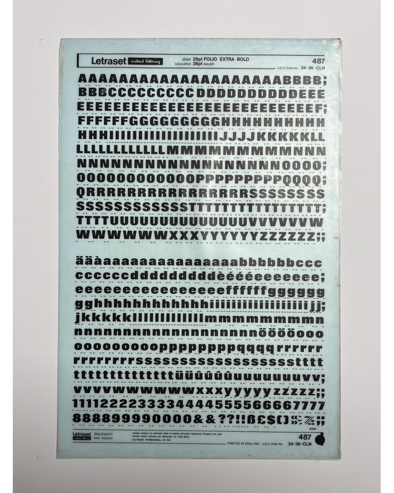 Letraset 487 - FOLIO EXTRA BOLD - 28/36pt