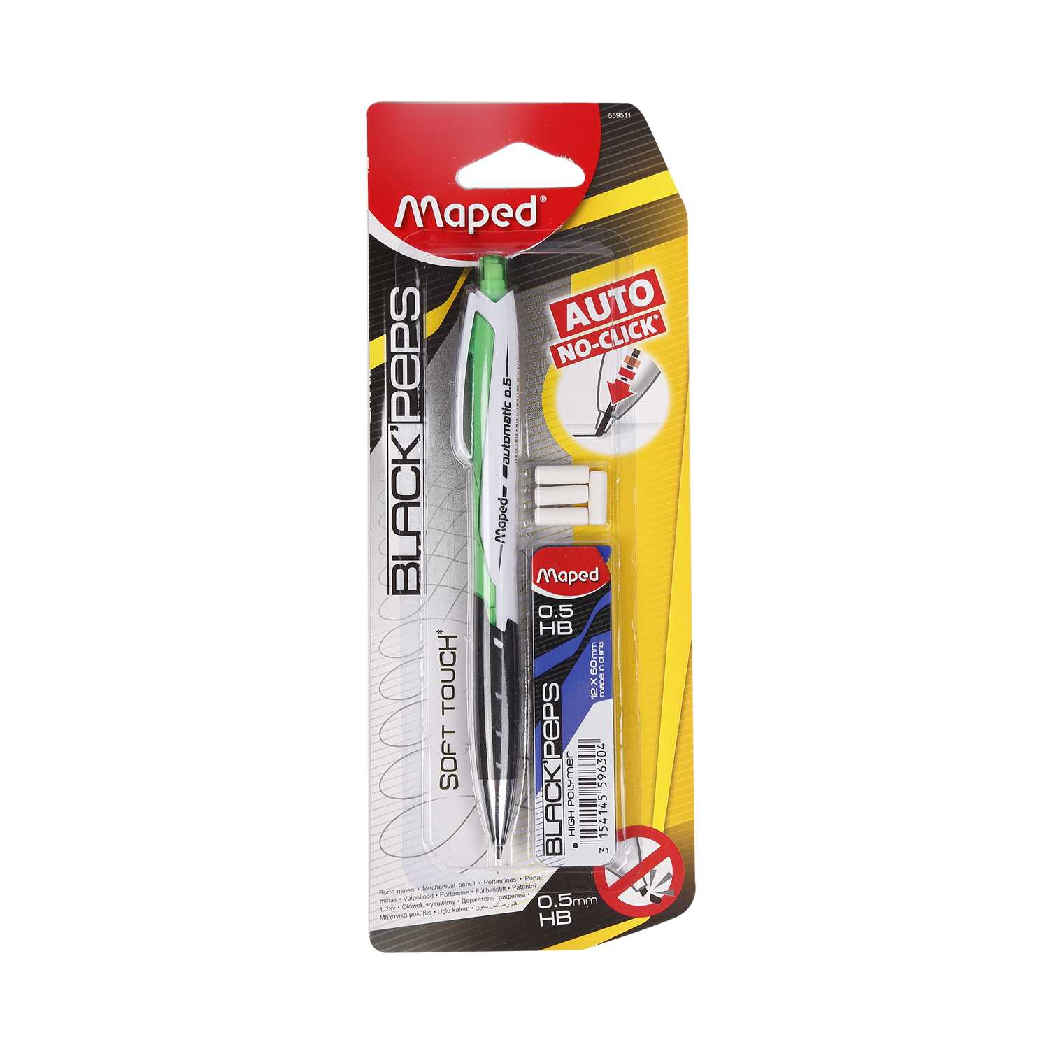 Maped Druckbleistift 0,5mm inkl. 12 Minen und 4 Radierern