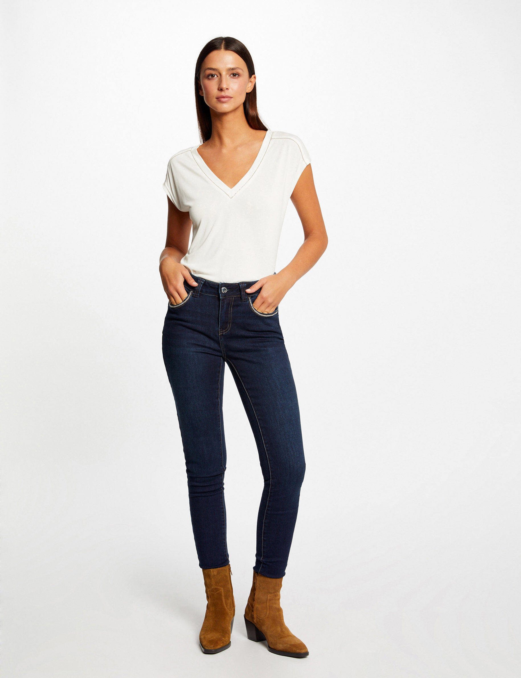 Jeans slim avec détails chaînes jean brut femme - jean_brut