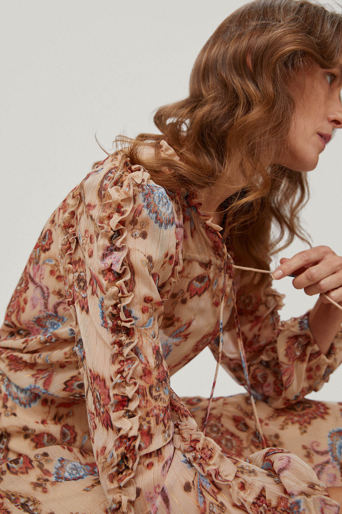 Blusa romântica estampada - Roxa
