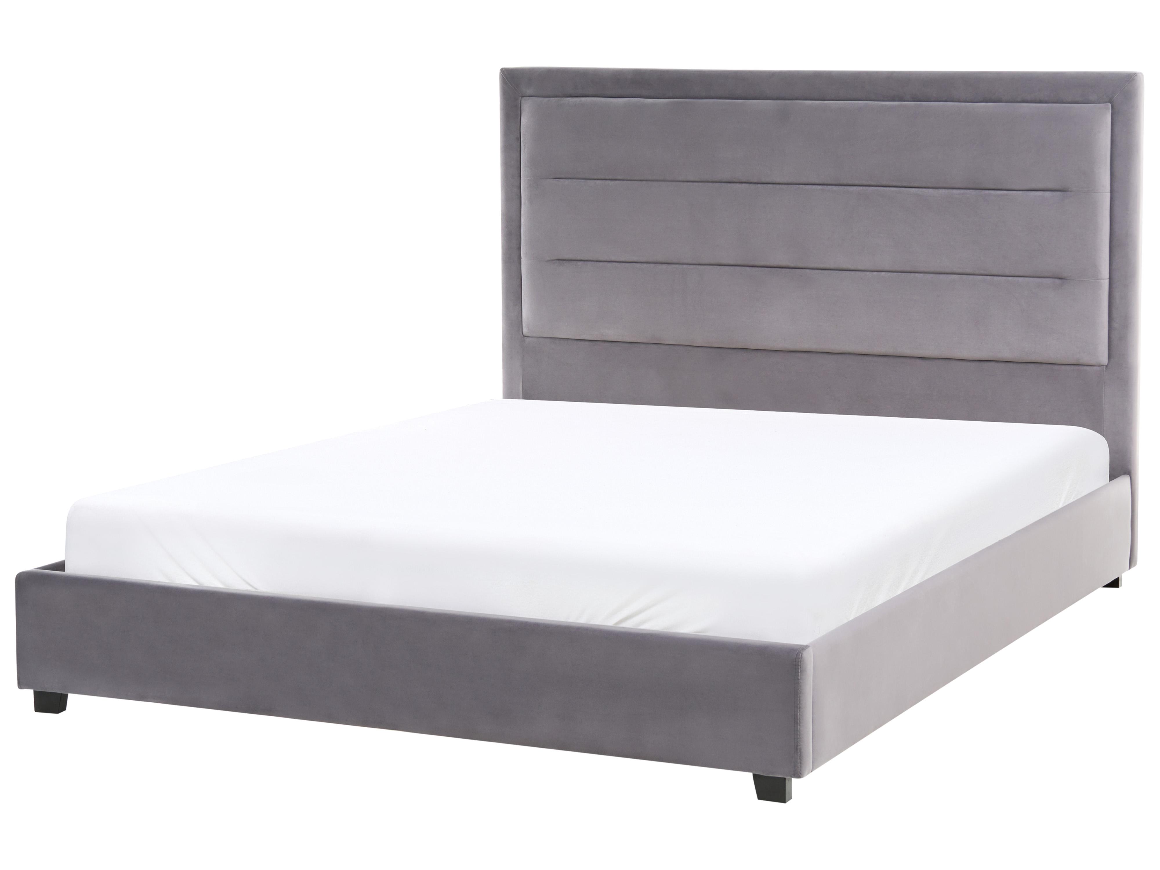 Bed Fluweel ROUEN 140 x 200 cm Donkergrijs