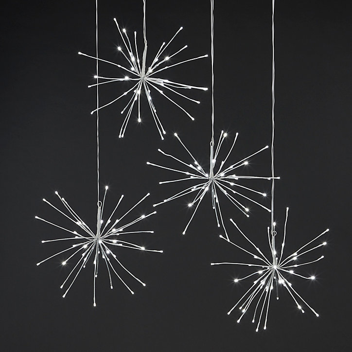 Assortiment de 4 boules de noel Feu d'artifice lumineux 200 LED Blanc glacé
