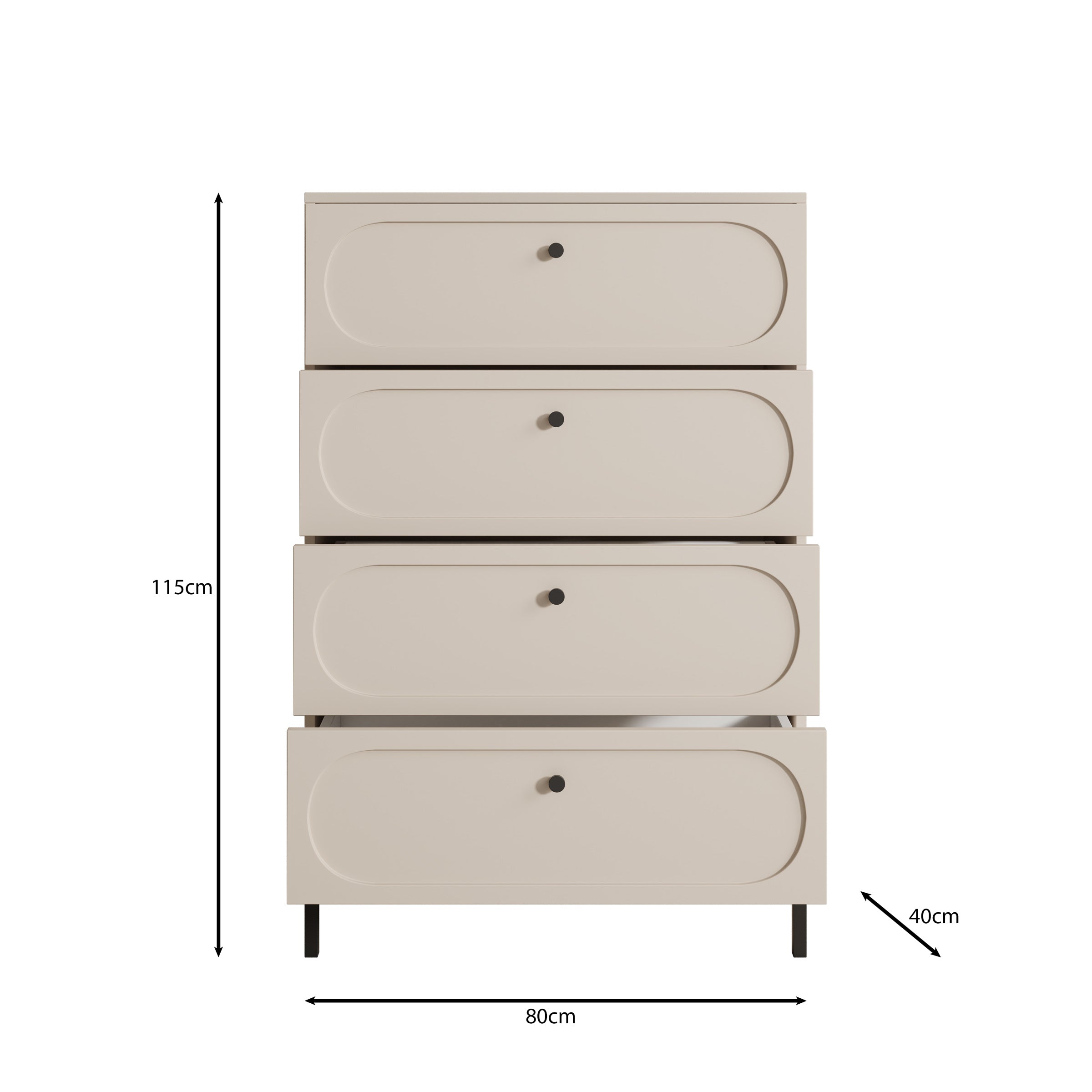 Montserrat - Ladekast met 4 lades - Beige - 80x40x115 cm