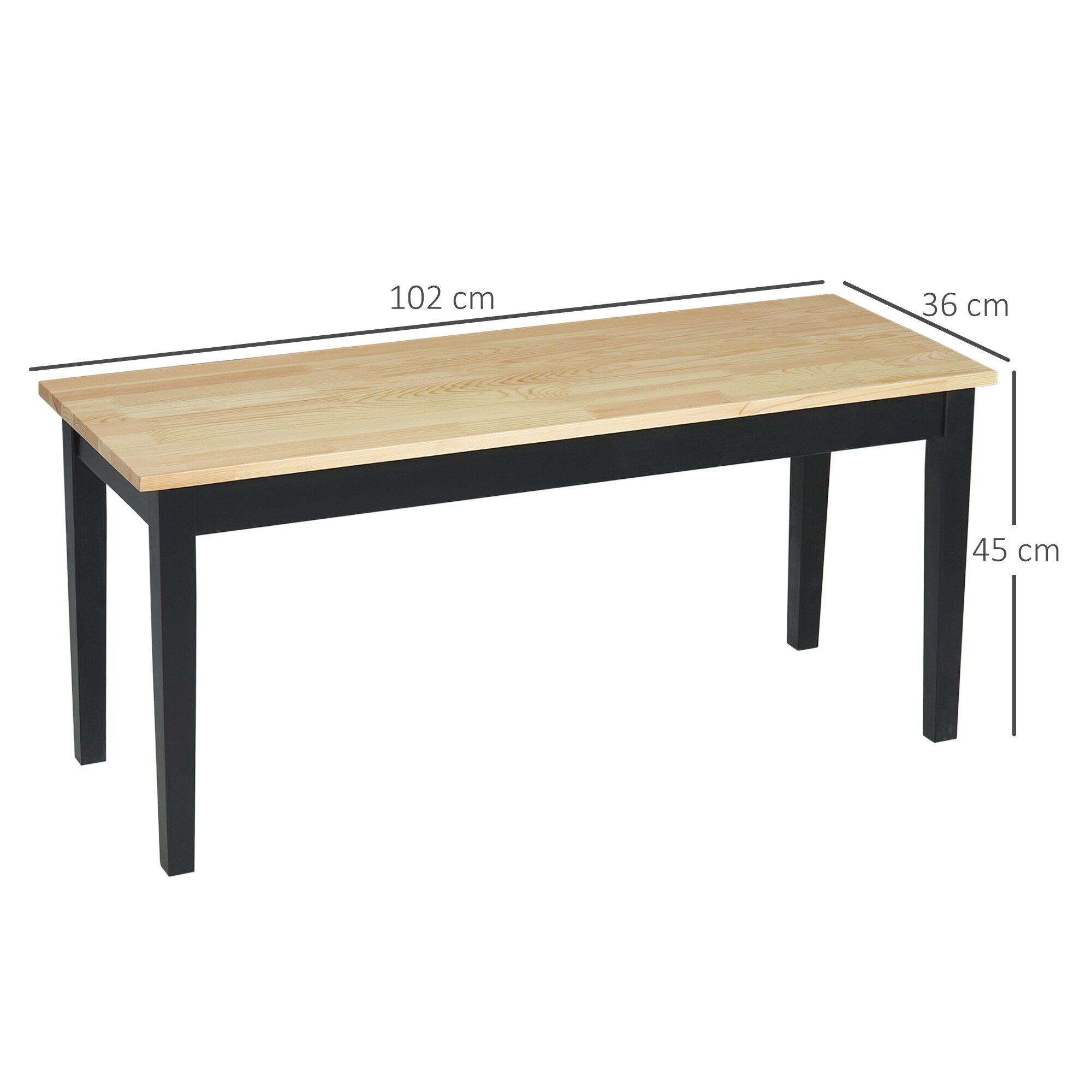 HOMCOM Sitzbank mit Holzrahmen schwarz, natur 102L x 36B x 45H cm