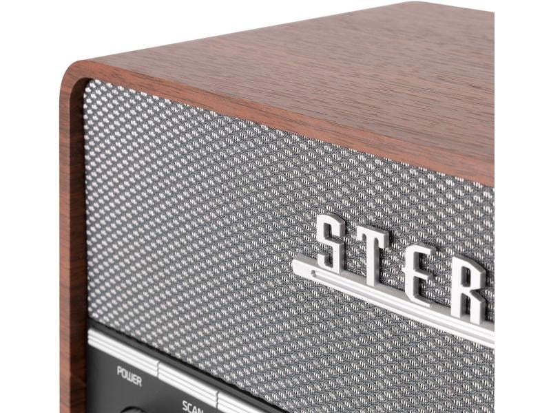 Audizio DAB  Radio Corno Grau Digitalradio im Retro-Design mit Stereo-Lautsprechersystem und Senderspeicherung