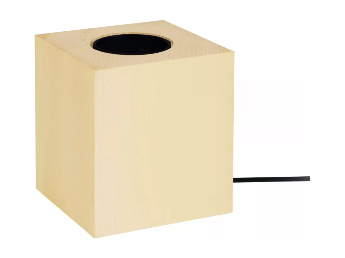 Pied de lampe carré bois jaune 10,5 cm.