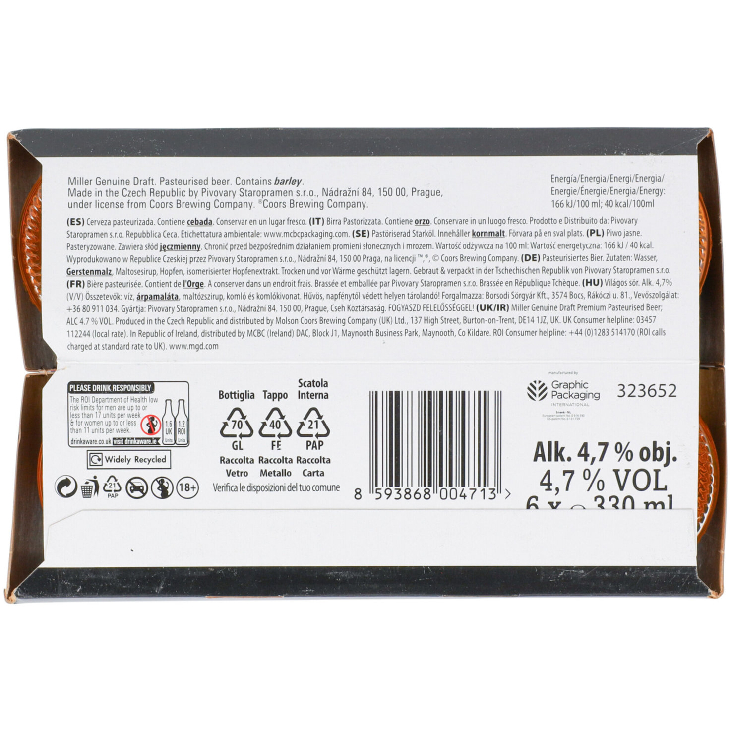 Miller Bier Genuine Draft 6x33cl -198cl
