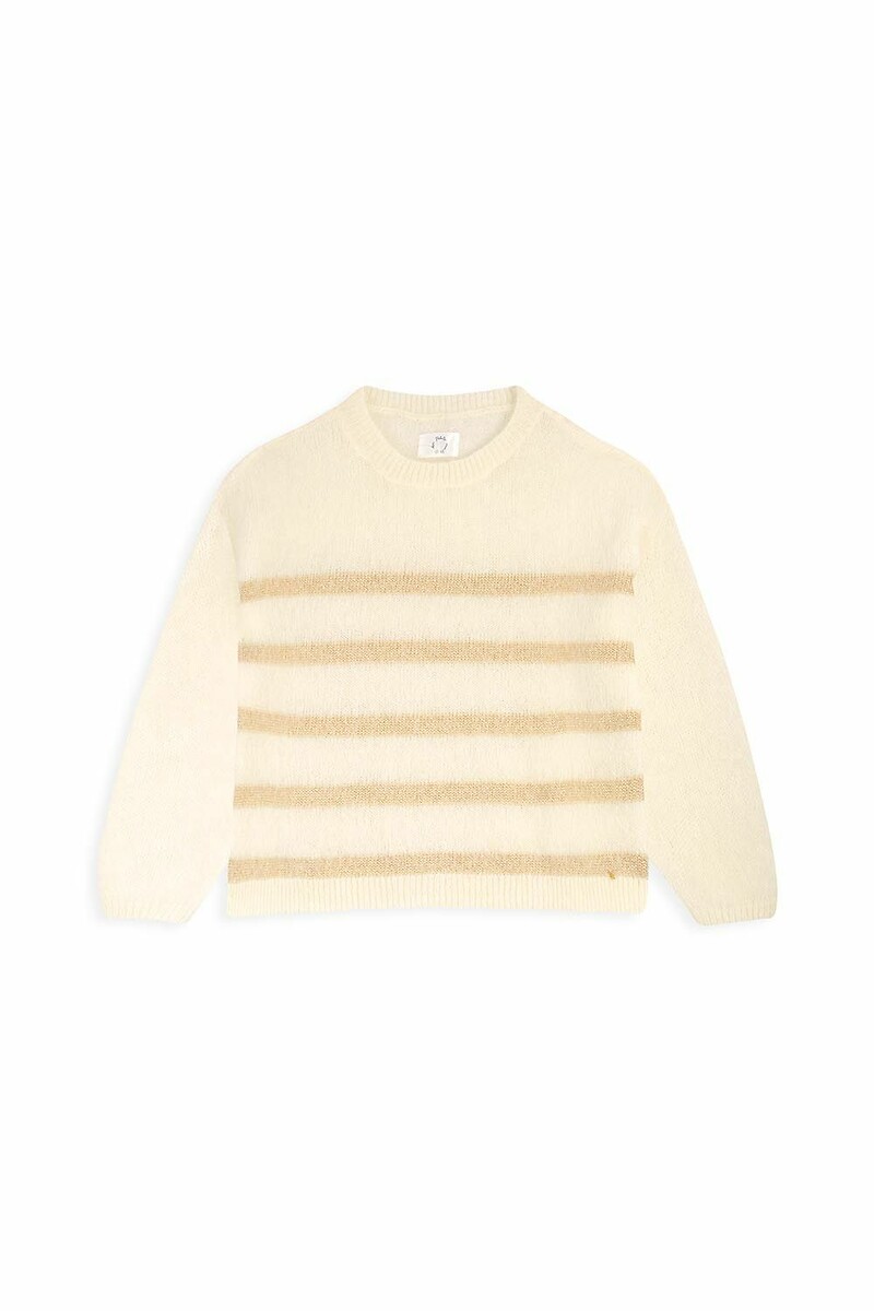 DES PETITS HAUTS<br>Suéter de gola redonda com listras brilhantes, ALEO