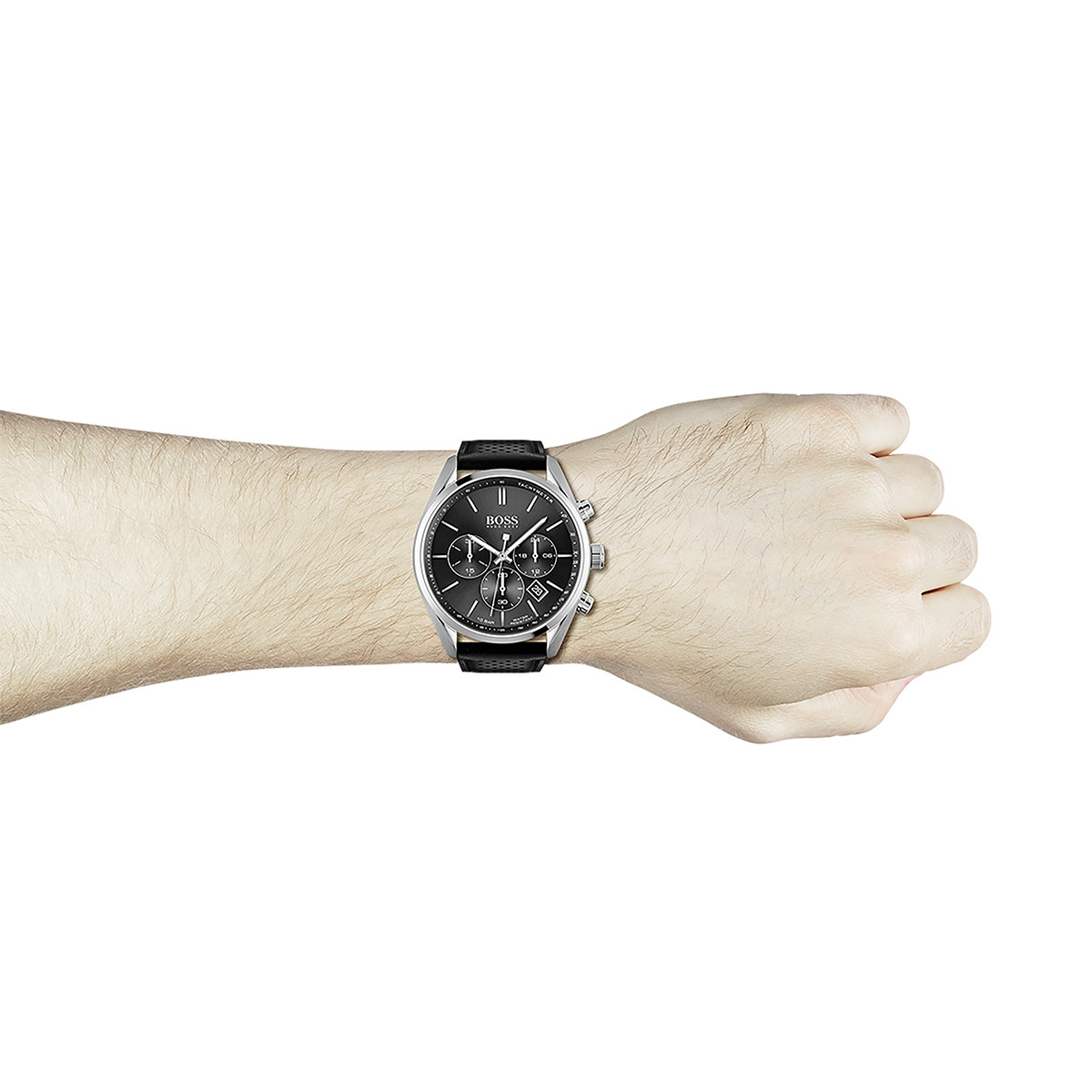 Montre Hugo Boss homme acier bracelet cuir noir