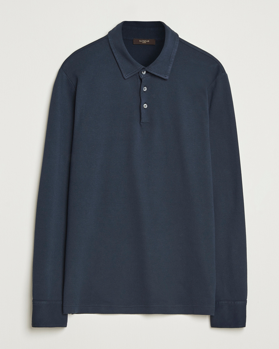 Zanone Heavy Jersey Long Sleeve Polo Navy