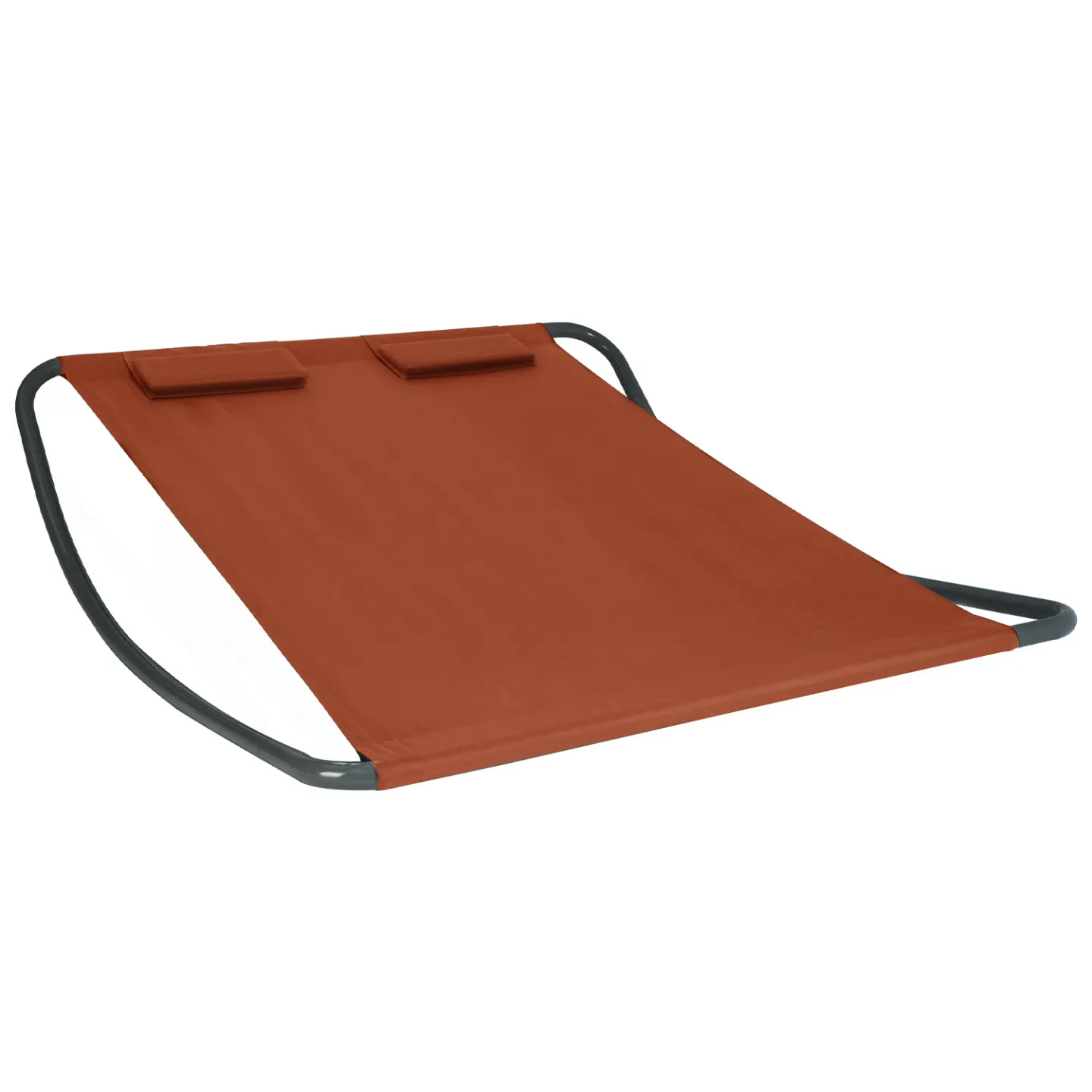 Lit bain de soleil 180 cm avec toile terracotta et structure gris foncé