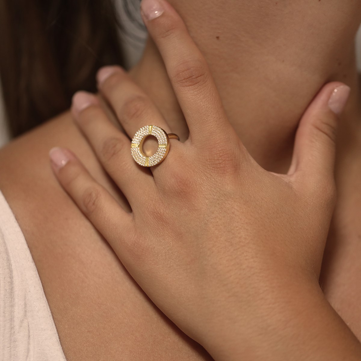Bague Argent Ronde Sertie De Zirconium