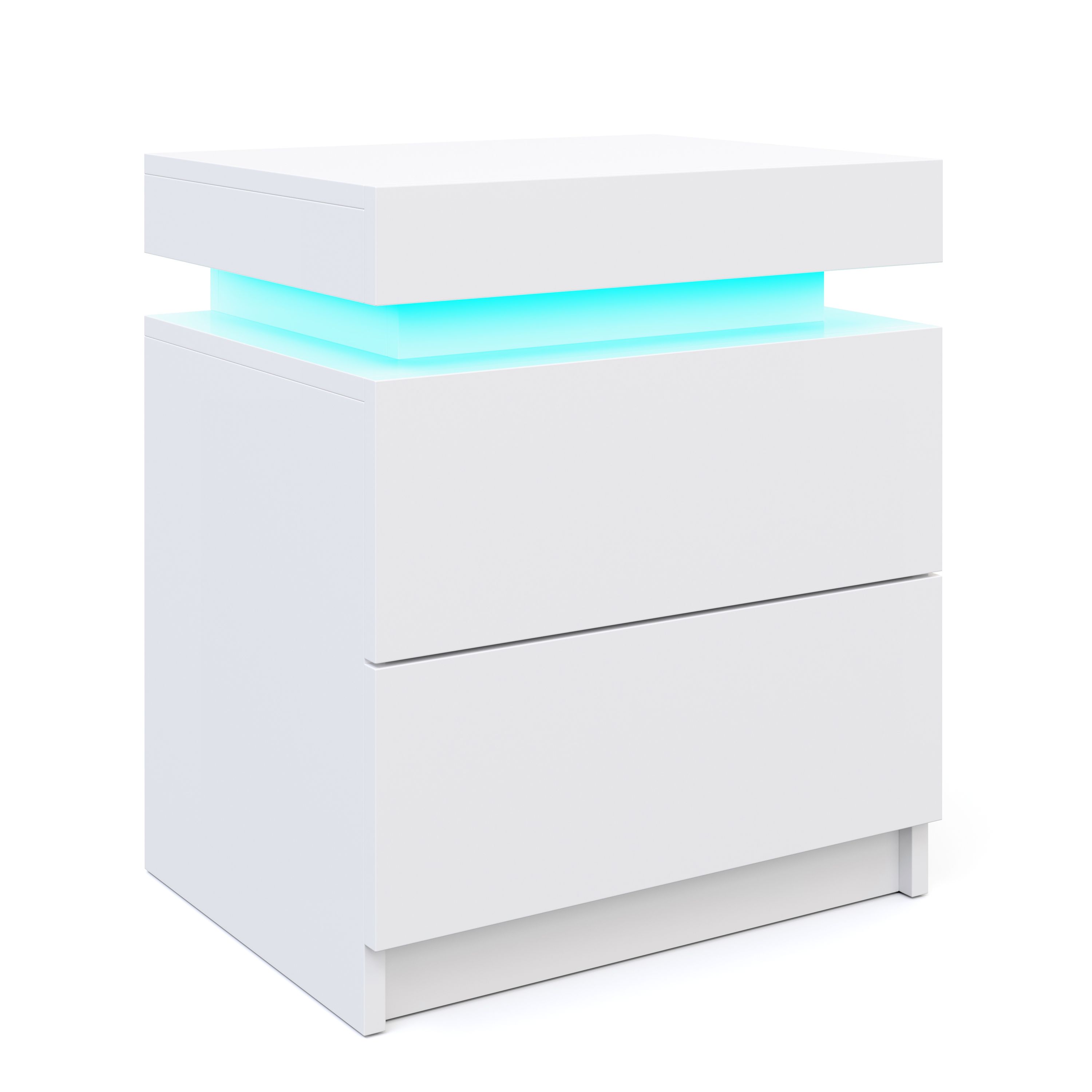 Nachttisch LED MOYA 2 Schubladen weiss