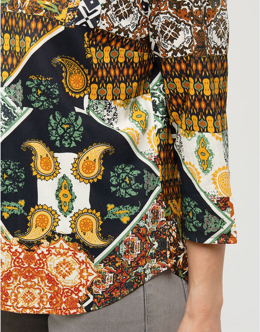 Blouse imprimée kaki