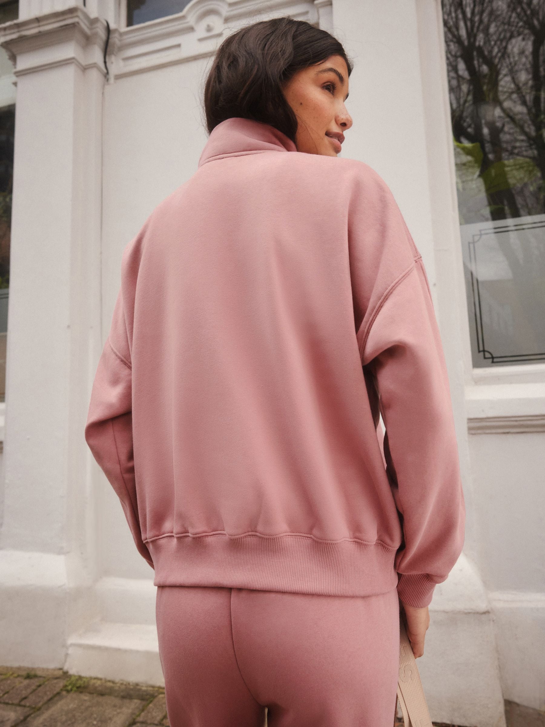 Roze - Sweatshirt met korte rits