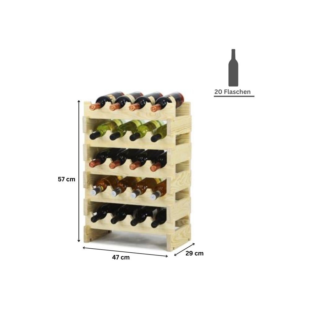PROREGAL Wijnrek Vinoteca Flex HxBxD 57 x 47 x 29 cm 20 Flessen Massief grenenhout Natuurlijk Onbehandeld