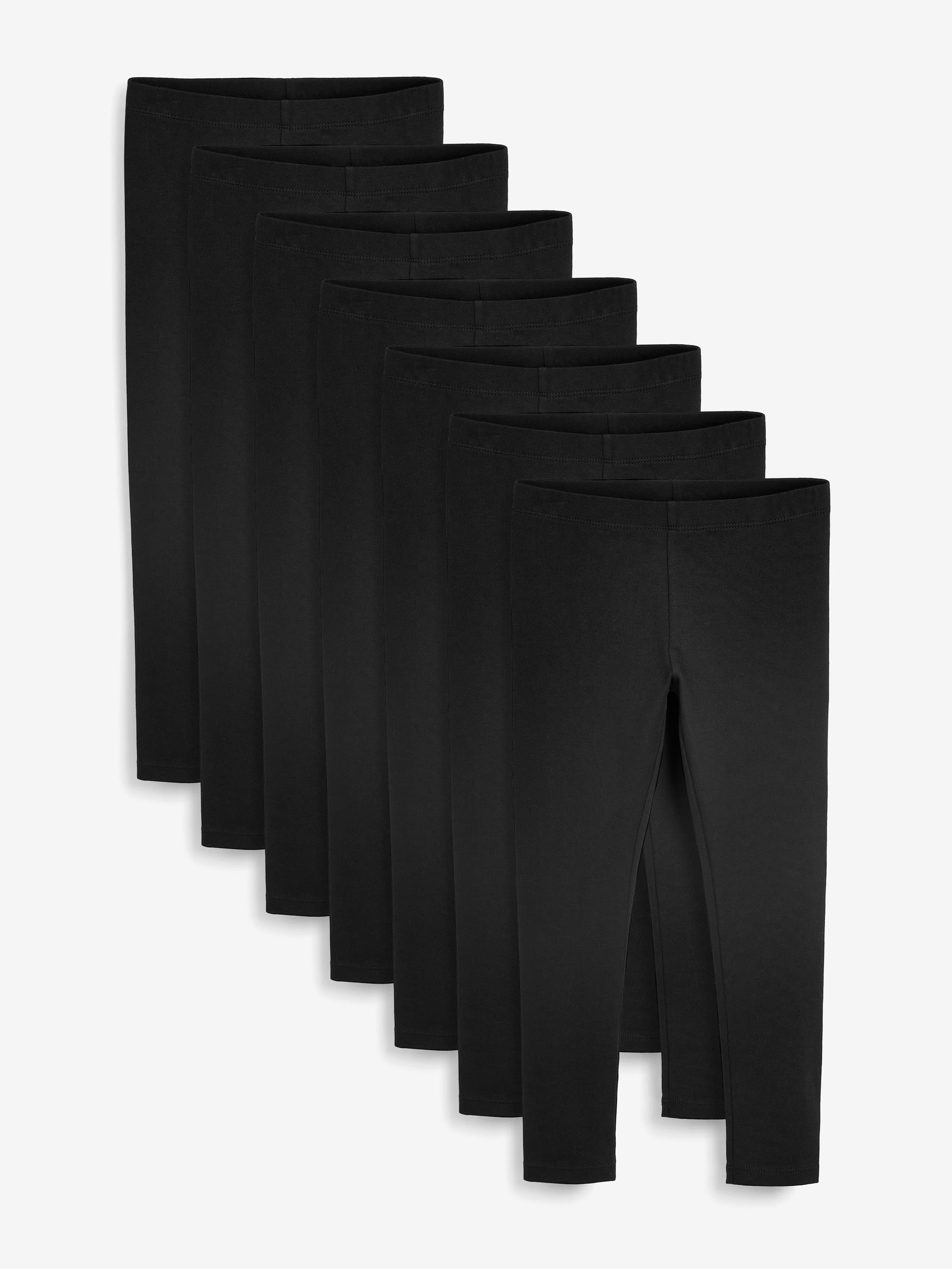Zwart - Set van 7schoolleggings (3-16jaar)