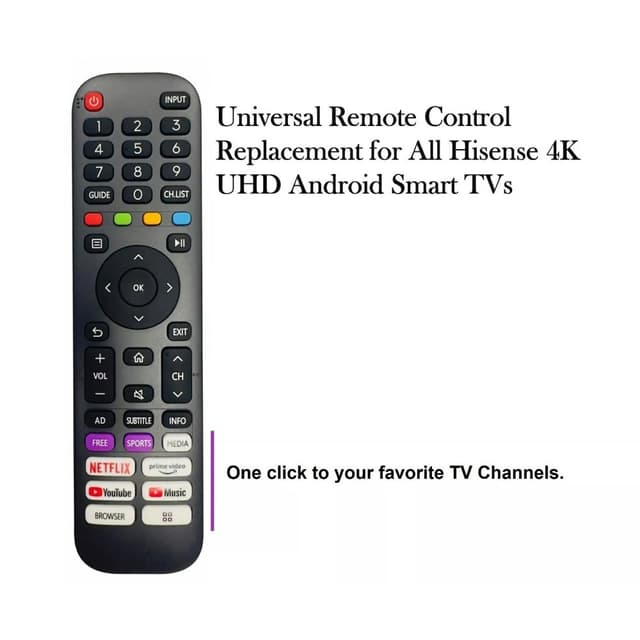 Fjernbetjeningserstatning til EN2AE30H til Hisense 4K UHD Android Smart Tv