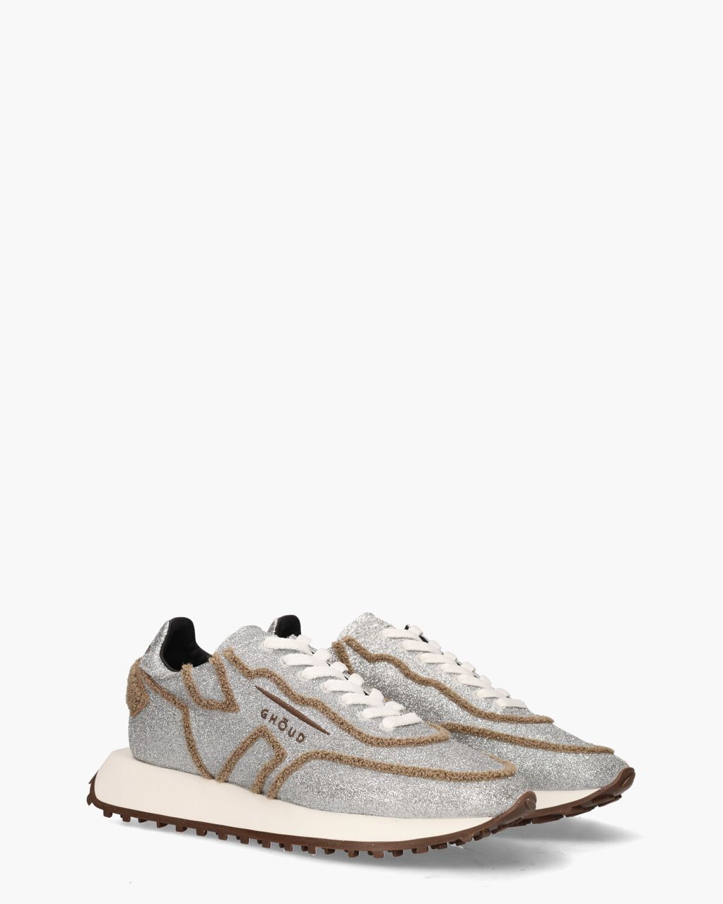 Ghoud Rush One Low Glitter Zilver/Bruin Damessneakers