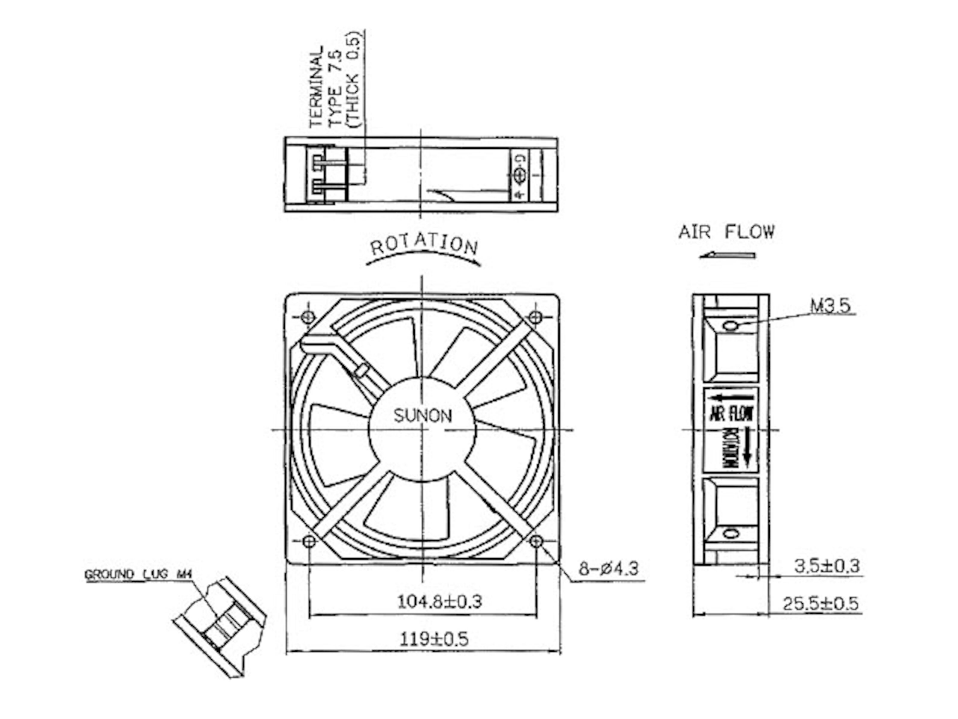 Aksialvifte 230 V 120 mm
