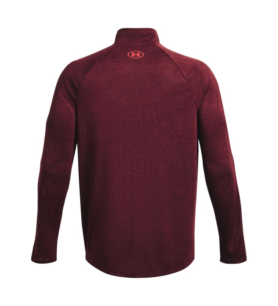 Camiseta de manga comprida Under Armour UA Tech com zíper até a metade, na cor roxa.