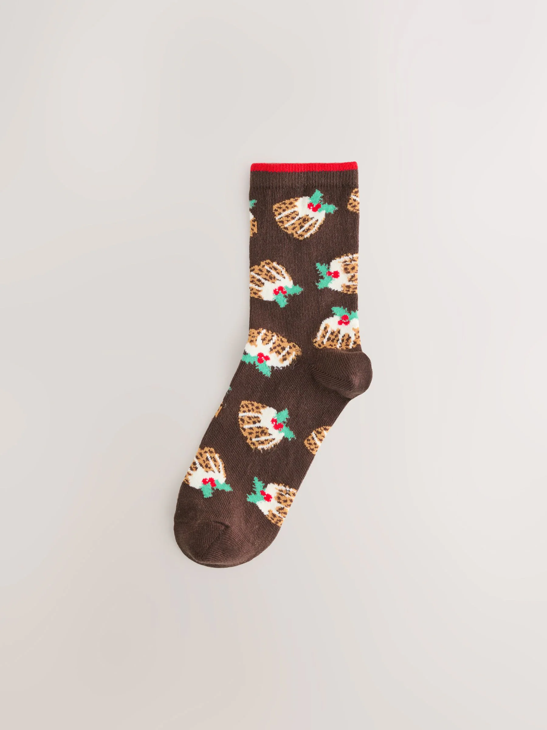 Kerstpudding met luipaardprint - Set van 4 paar enkelsokken