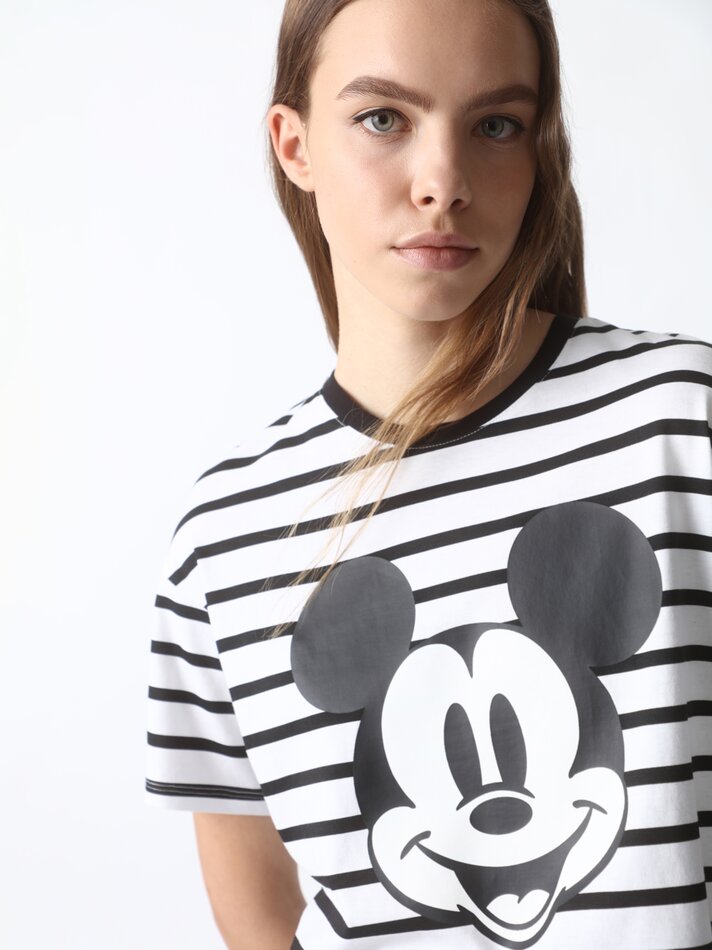 Camiseta listrada do Mickey Mouse ©DS - Preto/Branco