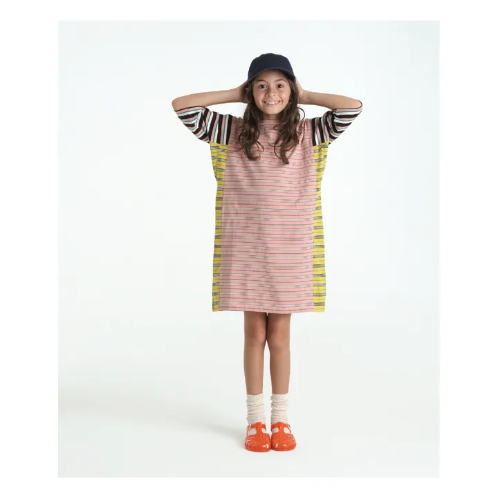 Esther Robe T-shirt Junya Rayée Coton Bio | Corail
