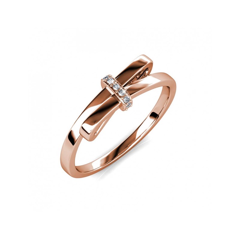 Bague Luminous Bow - Or Rosé et Cristal
