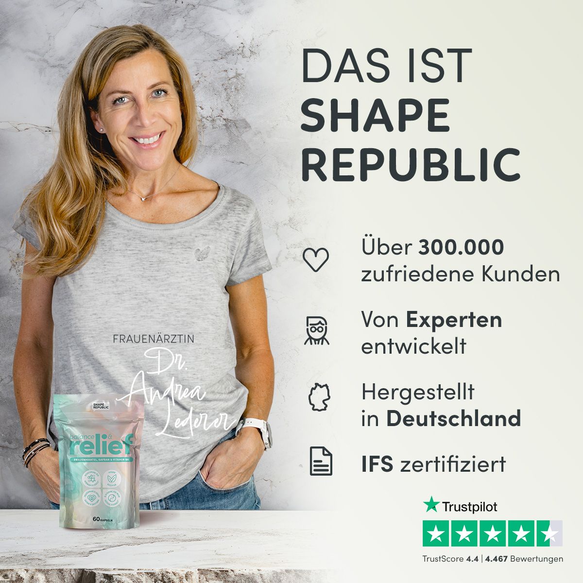Shape Republic PMS Kapseln - Frauenmantel & Safran