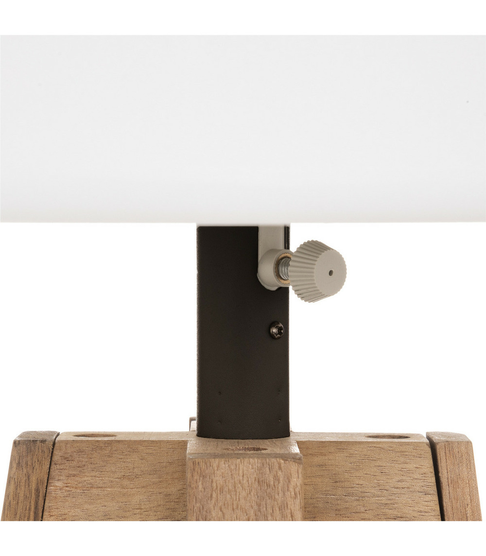 Lampadaire d'extérieur pieds en bois d'acacia et abat-jour blanc h 148 cm