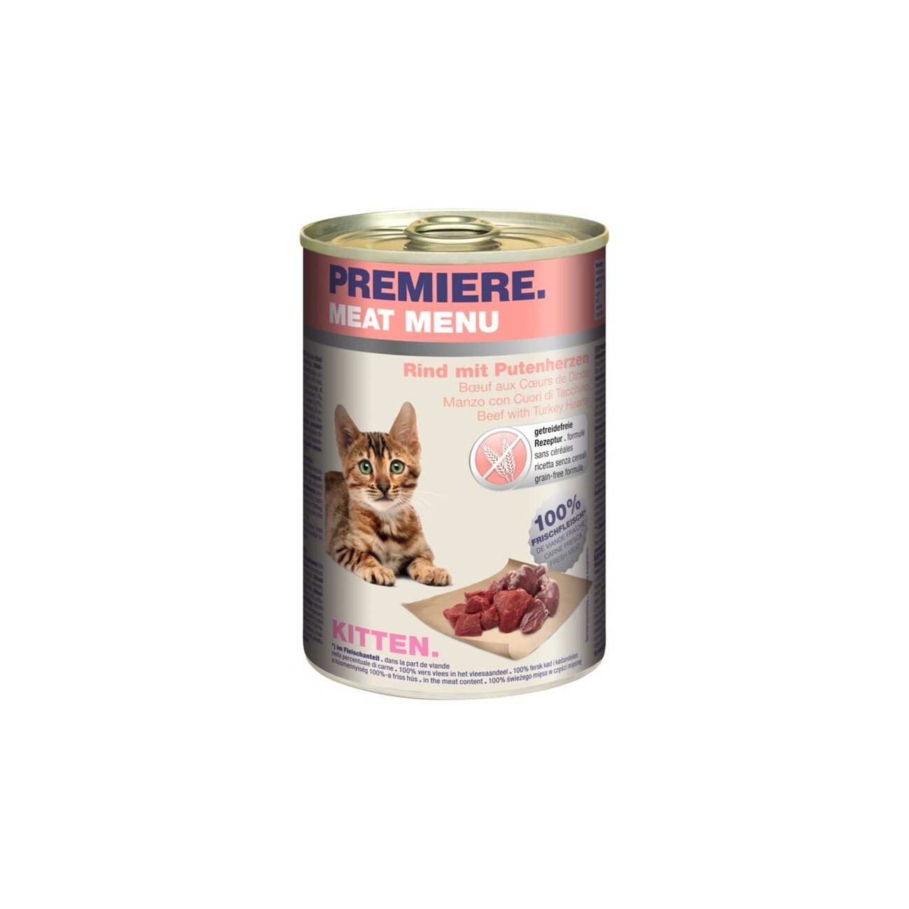 PREMIERE Meat Menu Kitten Rind und Putenherzen 6x400 g
